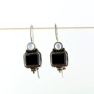 925 Sterling silver and onyx earrings